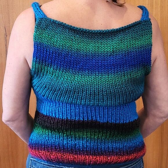 Seapunk Handmade Sweater Vest Tank Top Ocean Blues Greens Medium - Picture 8 of 8